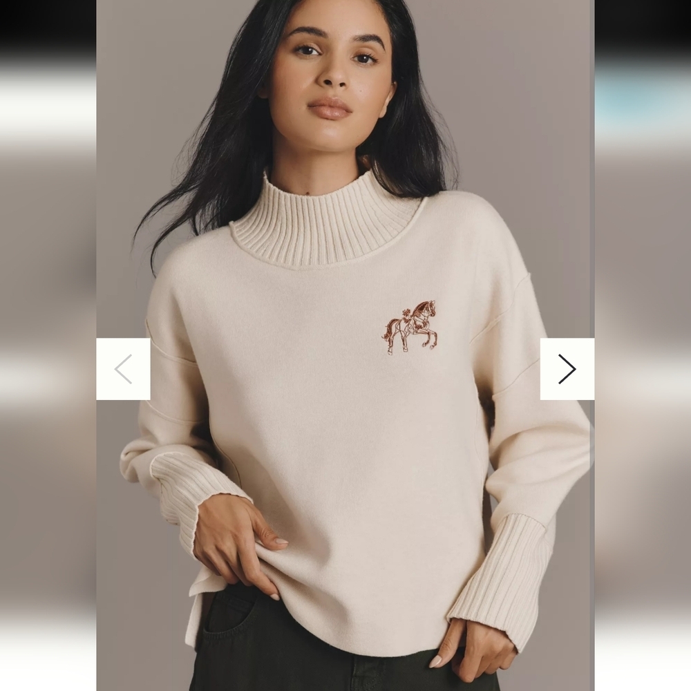 Maeve By Anthropologie Logan Turtleneck Sweater Western Equestrian Horse